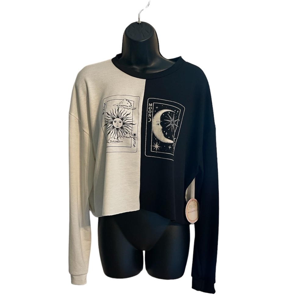 NWT Moonchild Astrology Sun and Moon Black and White Shirt Size XL